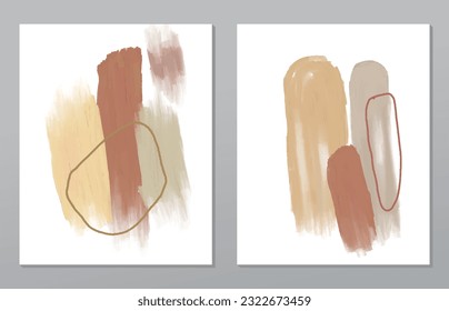 A set of two abstract background of minimalism. Hand-painted illustrations, with a geometric art pattern for art wall, wallpaper, murals, carpet, hang a picture
