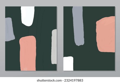 A set of two abstract background of minimalism. Hand-painted illustrations, with a geometric art pattern for art wall, wallpaper, murals, carpet, hang a picture
