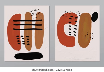 A set of two abstract background of minimalism. Hand-painted illustrations, with a geometric art pattern for art wall, wallpaper, murals, carpet, hang a picture
