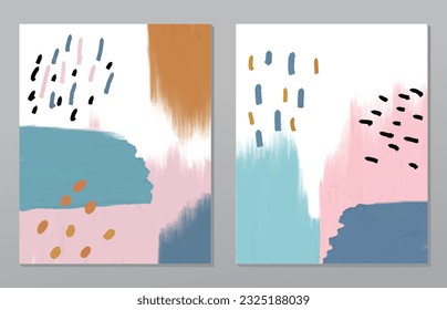 A set of two abstract background of minimalism. Hand-painted illustrations, with a geometric art pattern for art wall, wallpaper, murals, carpet, hang a picture
