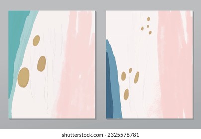 A set of two abstract background of minimalism. Hand-painted illustrations, with a geometric art pattern for art wall, wallpaper, murals, carpet, hang a picture
