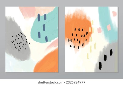 A set of two abstract background of minimalism. Hand-painted illustrations, with a geometric art pattern for art wall, wallpaper, murals, carpet, hang a picture
