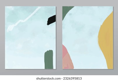 A set of two abstract background of minimalism. Hand-painted illustrations, with a geometric art pattern for art wall, wallpaper, murals, carpet, hang a picture
