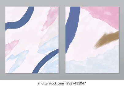 A set of two abstract background of minimalism. Hand-painted illustrations, with a geometric art pattern for art wall, wallpaper, murals, carpet, hang a picture
