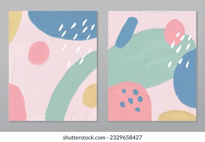 A set of two abstract background of minimalism. Hand-painted illustrations, with a geometric art pattern for art wall, wallpaper, murals, carpet, hang a picture
