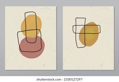 A set of two abstract background of minimalism. Hand-painted illustrations, with a geometric art pattern for art wall, wallpaper, murals, carpet, hang a picture
