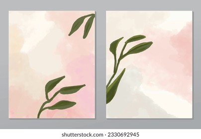 A set of two abstract background of minimalism. Hand-painted illustrations, with a geometric art pattern for art wall, wallpaper, murals, carpet, hang a picture
