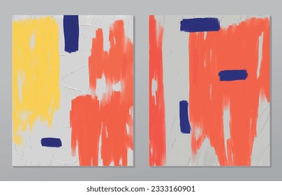 A set of two abstract background of minimalism. Hand-painted illustrations, with a geometric art pattern for art wall, wallpaper, murals, carpet, hang a picture

