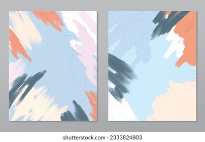 A set of two abstract background of minimalism. Hand-painted illustrations, with a geometric art pattern for art wall, wallpaper, murals, carpet, hang a picture
