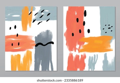 A set of two abstract background of minimalism. Hand-painted illustrations, with a geometric art pattern for art wall, wallpaper, murals, carpet, hang a picture
