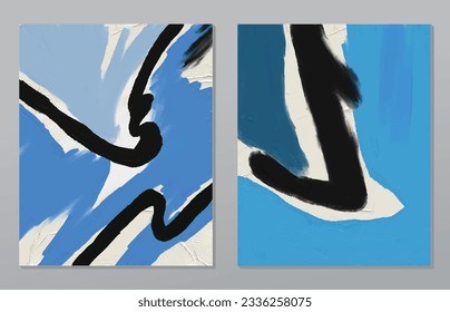 A set of two abstract background of minimalism. Hand-painted illustrations, with a geometric art pattern for art wall, wallpaper, murals, carpet, hang a picture
