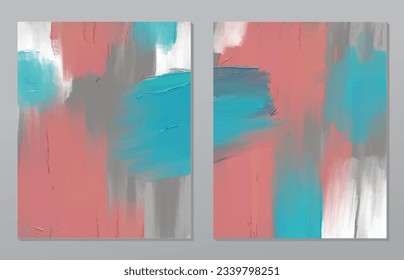 A set of two abstract background of minimalism. Hand-painted illustrations, with a geometric art pattern for art wall, wallpaper, murals, carpet, hang a picture
