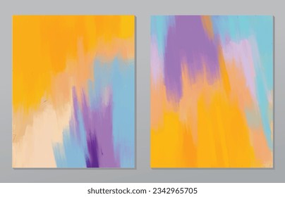 A set of two abstract background of minimalism. Hand-painted illustrations, with a geometric art pattern for art wall, wallpaper, murals, carpet, hang a picture
