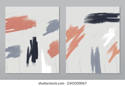 A set of two abstract background of minimalism. Hand-painted illustrations, with a geometric art pattern for art wall, wallpaper, murals, carpet, hang a picture
