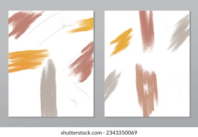 Un conjunto de dos antecedentes abstractos de minimalismo. Ilustraciones pintadas a mano, con un patrón de arte geométrico para paredes de arte, papel pintado, murales, alfombras, cuelgan una imagen
