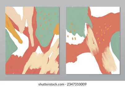 A set of two abstract background of minimalism. Hand-painted illustrations, with a geometric art pattern for art wall, wallpaper, murals, carpet, hang a picture
