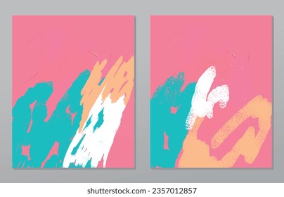 A set of two abstract background of minimalism. Hand-painted illustrations, with a geometric art pattern for art wall, wallpaper, murals, carpet, hang a picture
