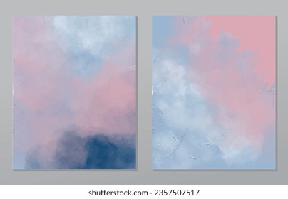 A set of two abstract background of minimalism. Hand-painted illustrations, with a geometric art pattern for art wall, wallpaper, murals, carpet, hang a picture
