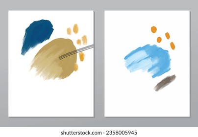 A set of two abstract background of minimalism. Hand-painted illustrations, with a geometric art pattern for art wall, wallpaper, murals, carpet, hang a picture
