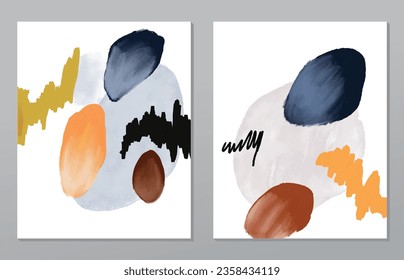 A set of two abstract background of minimalism. Hand-painted illustrations, with a geometric art pattern for art wall, wallpaper, murals, carpet, hang a picture
