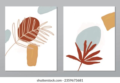A set of two abstract background of minimalism. Hand-painted illustrations, with a geometric art pattern for art wall, wallpaper, murals, carpet, hang a picture
