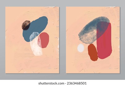 A set of two abstract background of minimalism. Hand-painted illustrations, with a geometric art pattern for art wall, wallpaper, murals, carpet, hang a picture
