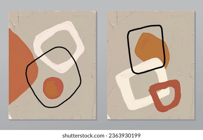 A set of two abstract background of minimalism. Hand-painted illustrations, with a geometric art pattern for art wall, wallpaper, murals, carpet, hang a picture
