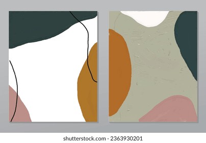 A set of two abstract background of minimalism. Hand-painted illustrations, with a geometric art pattern for art wall, wallpaper, murals, carpet, hang a picture
