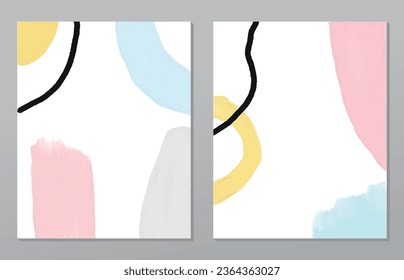 A set of two abstract background of minimalism. Hand-painted illustrations, with a geometric art pattern for art wall, wallpaper, murals, carpet, hang a picture
