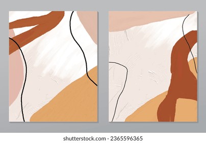 A set of two abstract background of minimalism. Hand-painted illustrations, with a geometric art pattern for art wall, wallpaper, murals, carpet, hang a picture
