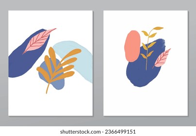 A set of two abstract background of minimalism. Hand-painted illustrations, with a geometric art pattern for art wall, wallpaper, murals, carpet, hang a picture
