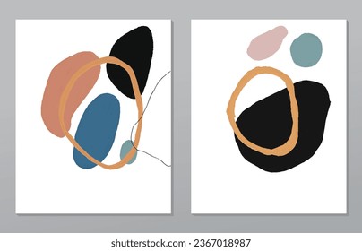 A set of two abstract background of minimalism. Hand-painted illustrations, with a geometric art pattern for art wall, wallpaper, murals, carpet, hang a picture
