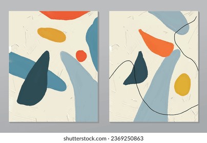 A set of two abstract background of minimalism. Hand-painted illustrations, with a geometric art pattern for art wall, wallpaper, murals, carpet, hang a picture
