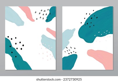 Un conjunto de dos antecedentes abstractos de minimalismo. Ilustraciones pintadas a mano, con un patrón de arte geométrico para paredes de arte, papel pintado, murales, alfombras, cuelgan una imagen
