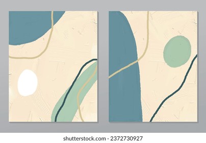 A set of two abstract background of minimalism. Hand-painted illustrations, with a geometric art pattern for art wall, wallpaper, murals, carpet, hang a picture
