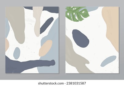 A set of two abstract background of minimalism. Hand-painted illustrations, with a geometric art pattern for art wall, wallpaper, murals, carpet, hang a picture
