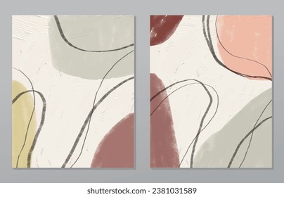 A set of two abstract background of minimalism. Hand-painted illustrations, with a geometric art pattern for art wall, wallpaper, murals, carpet, hang a picture
