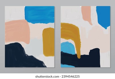 A set of two abstract background of minimalism. Hand-painted illustrations, with a geometric art pattern for art wall, wallpaper, murals, carpet, hang a picture
