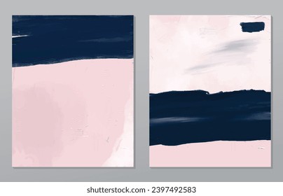 A set of two abstract background of minimalism. Hand-painted illustrations, with a geometric art pattern for art wall, wallpaper, murals, carpet, hang a picture
