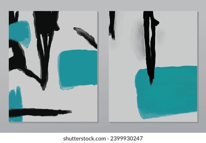 A set of two abstract background of minimalism. Hand-painted illustrations, with a geometric art pattern for art wall, wallpaper, murals, carpet, hang a picture

