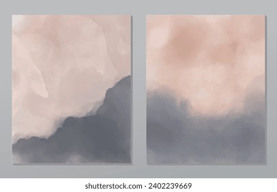 A set of two abstract background of minimalism. Hand-painted illustrations, with a geometric art pattern for art wall, wallpaper, murals, carpet, hang a picture
