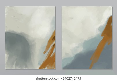 A set of two abstract background of minimalism. Hand-painted illustrations, with a geometric art pattern for art wall, wallpaper, murals, carpet, hang a picture
