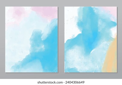 A set of two abstract background of minimalism. Hand-painted illustrations, with a geometric art pattern for art wall, wallpaper, murals, carpet, hang