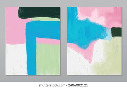 A set of two abstract background of minimalism. Hand-painted illustrations, with a geometric art pattern for art wall, wallpaper, murals, carpet, hang a picture

