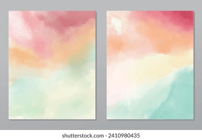 A set of two abstract background of minimalism. Hand-painted illustrations, with a geometric art pattern for art wall, wallpaper, murals, carpet, hang a picture