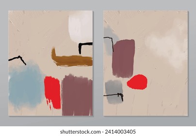 A set of two abstract background of minimalism. Hand-painted illustrations, with a geometric art pattern for art wall, wallpaper, murals, carpet, hang a picture