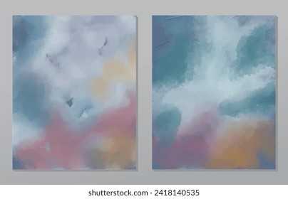 Un conjunto de dos antecedentes abstractos de minimalismo. Ilustraciones pintadas a mano, con un patrón de arte geométrico para paredes de arte, papel pintado, murales, alfombras, cuelgan una imagen
