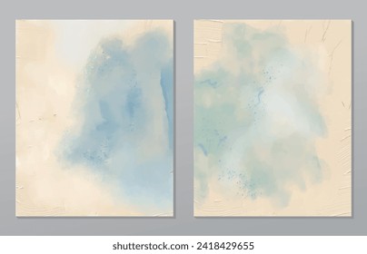 A set of two abstract background of minimalism. Hand-painted illustrations, with a geometric art pattern for art wall, wallpaper, murals, carpet, hang a picture