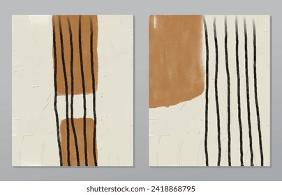 A set of two abstract background of minimalism. Hand-painted illustrations, with a geometric art pattern for art wall, wallpaper, murals, carpet, hang a picture