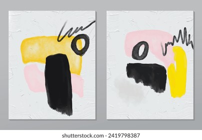 A set of two abstract background of minimalism. Hand-painted illustrations, with a geometric art pattern for art wall, wallpaper, murals, carpet, hang a picture
